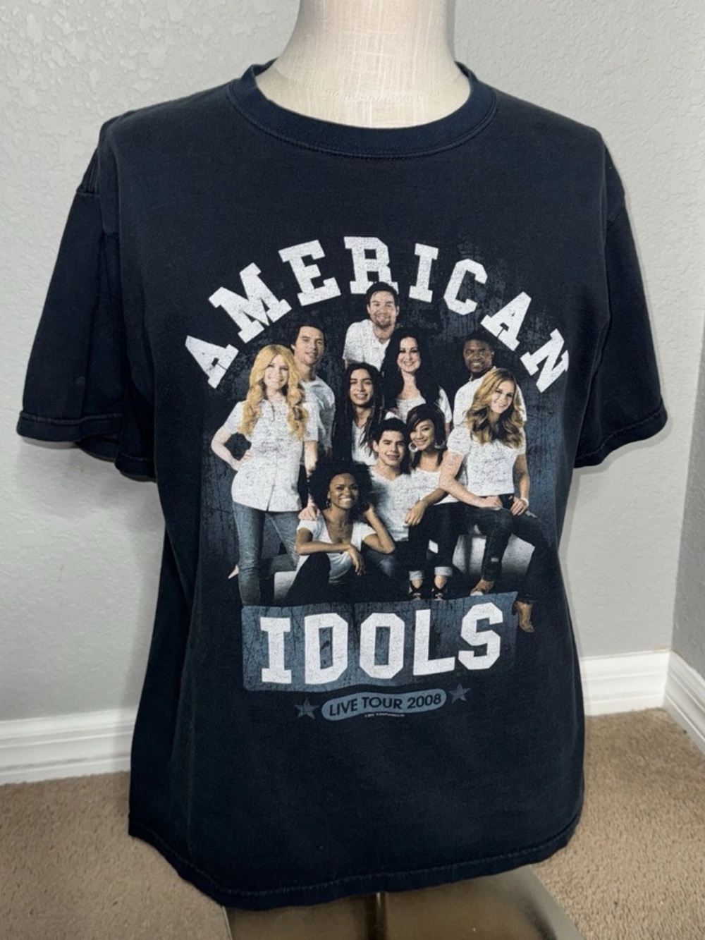 Vintage Y2K American Idol T Shirt Large Live Tour 2008 Black Jerzees TV Singing